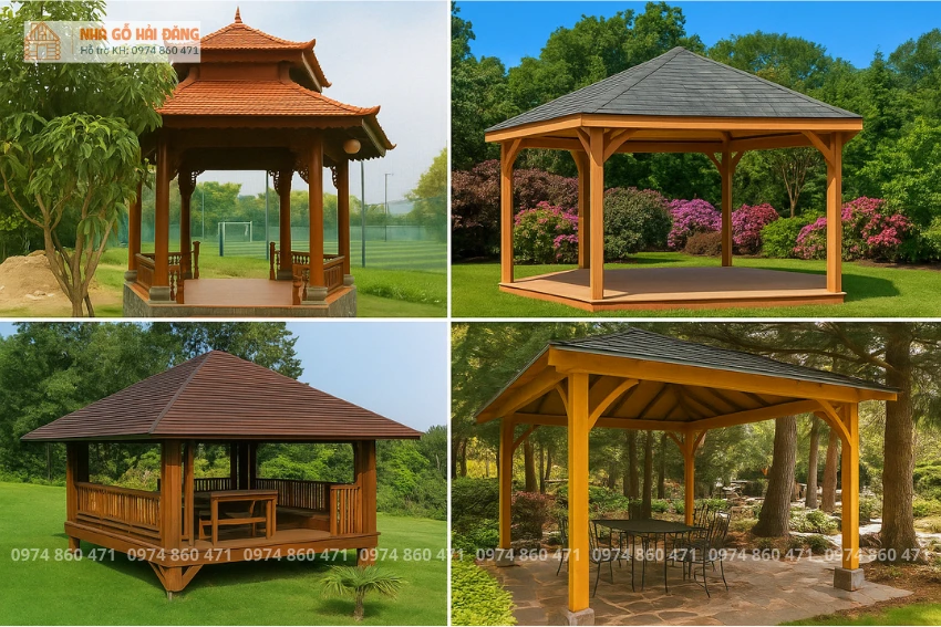Kết cấu mái và khung nhà gỗ lục giác đang được lắp đặt tại Hải Phòng