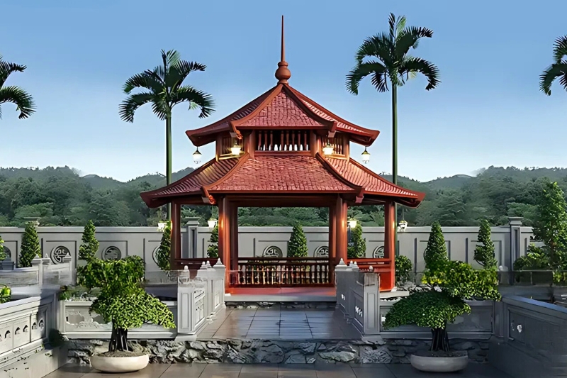 Nhà chòi gỗ lục giác trang trí sân vườn nhà gỗ cổ truyền - Hải Đăng