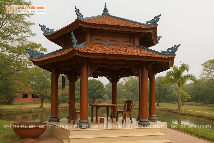 Mẫu nhà chòi gỗ lục giác đẹp được thi công tại Hải Phòng