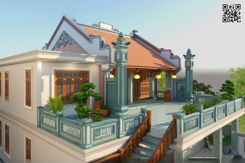 Mẫu nhà gỗ tư gia cổ truyền ấm cúng, gần gũi thiên nhiên - Hải Đăng